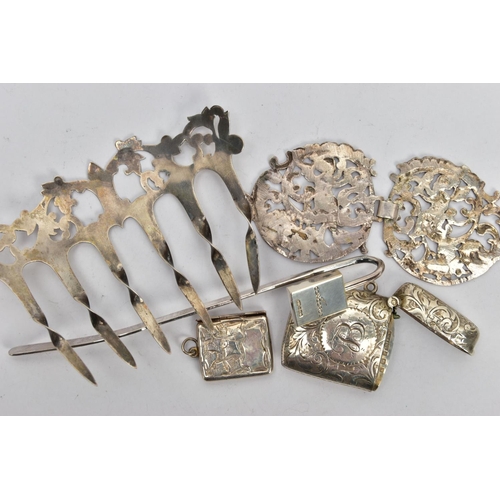 84 - A SMALL PARCEL OF VICTORIAN AND LATER SILVER, comprising a British Airways Concorde bookmark, sponso... 