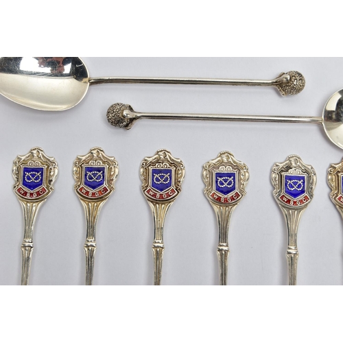 89 - AN ASSORTMENT OF ELIZABETH II SILVER GOLF TEASPOONS, to include eight 'Whittington Barracks Golf Clu... 