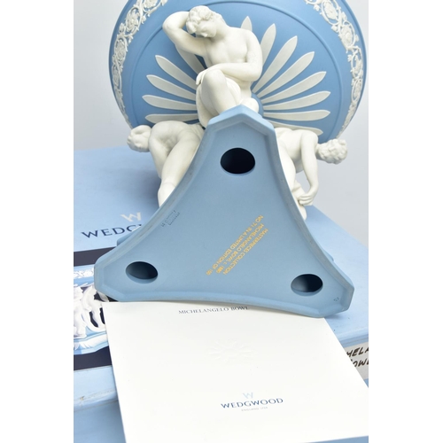 233 - A BOXED WEDGWOOD MASTERPIECE COLLECTION LIMITED EDITION PALE BLUE JASPERWARE MICHELANGELO BOWL, no.7... 