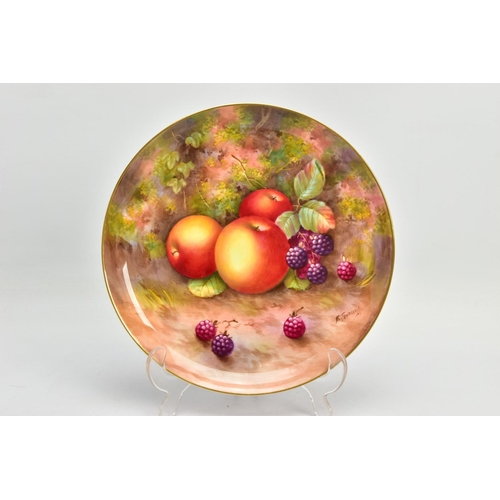 254 - A ROYAL WORCESTER FRUIT STUDY CABINET PLATE SIGNED BY EDWARD TOWNSEND, hand painted with apples and ... 