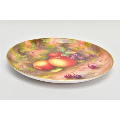 254 - A ROYAL WORCESTER FRUIT STUDY CABINET PLATE SIGNED BY EDWARD TOWNSEND, hand painted with apples and ... 