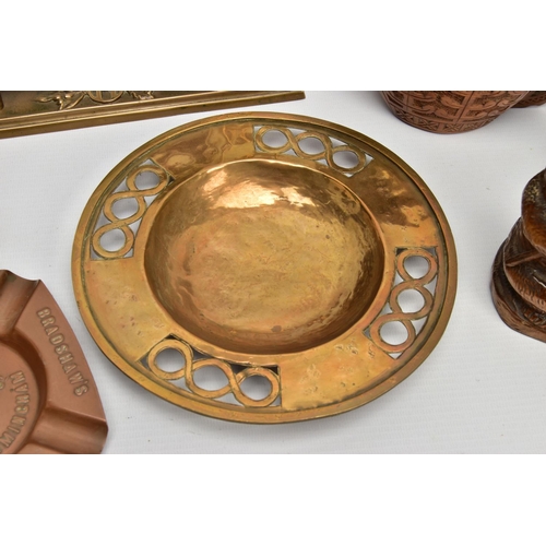 259 - A COLLECTION OF 19TH AND EARLY 20TH CENTURY TREEN, METALWARE, ETC, comprising an Art Nouveau bronze ... 