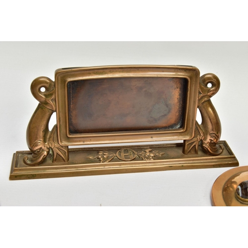 259 - A COLLECTION OF 19TH AND EARLY 20TH CENTURY TREEN, METALWARE, ETC, comprising an Art Nouveau bronze ... 