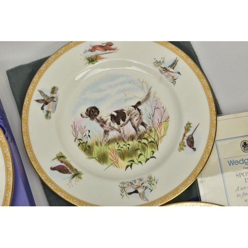 271 - A BOXED SET OF SIX WEDGWOOD LIMITED EDITION BONE CHINA' SPORTING DOGS' PLATES, no.129 / 200, printed... 