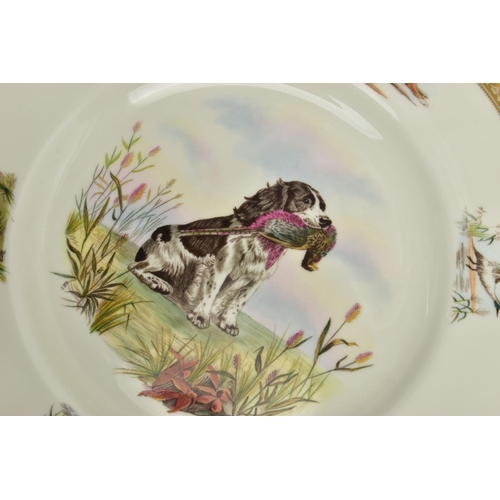 271 - A BOXED SET OF SIX WEDGWOOD LIMITED EDITION BONE CHINA' SPORTING DOGS' PLATES, no.129 / 200, printed... 