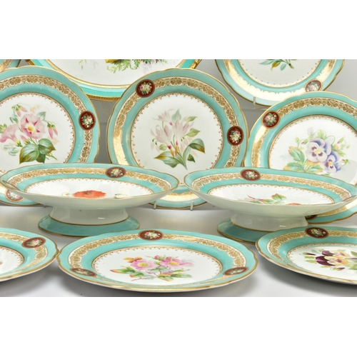 274 - A VICTORIAN COALPORT TWIN HANDLED OVAL PLATTER AND A VICTORIAN PORCELAIN PART DESSERT SERVICE, the C... 