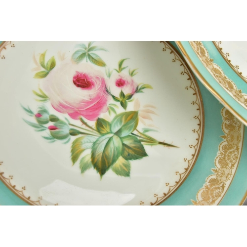 274 - A VICTORIAN COALPORT TWIN HANDLED OVAL PLATTER AND A VICTORIAN PORCELAIN PART DESSERT SERVICE, the C... 