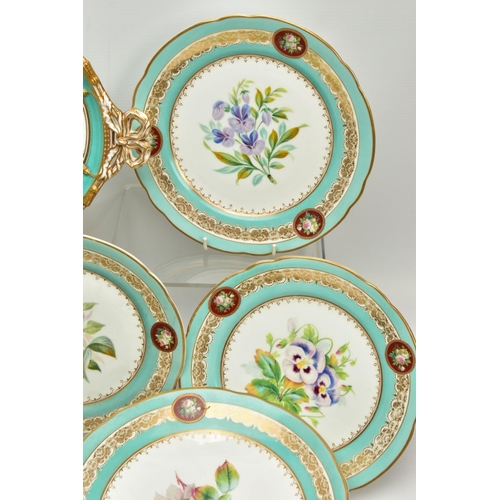 274 - A VICTORIAN COALPORT TWIN HANDLED OVAL PLATTER AND A VICTORIAN PORCELAIN PART DESSERT SERVICE, the C... 