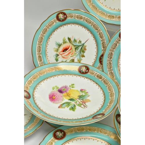 274 - A VICTORIAN COALPORT TWIN HANDLED OVAL PLATTER AND A VICTORIAN PORCELAIN PART DESSERT SERVICE, the C... 