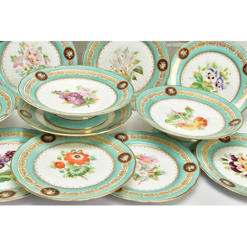 274 - A VICTORIAN COALPORT TWIN HANDLED OVAL PLATTER AND A VICTORIAN PORCELAIN PART DESSERT SERVICE, the C... 