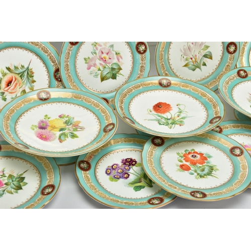 274 - A VICTORIAN COALPORT TWIN HANDLED OVAL PLATTER AND A VICTORIAN PORCELAIN PART DESSERT SERVICE, the C... 