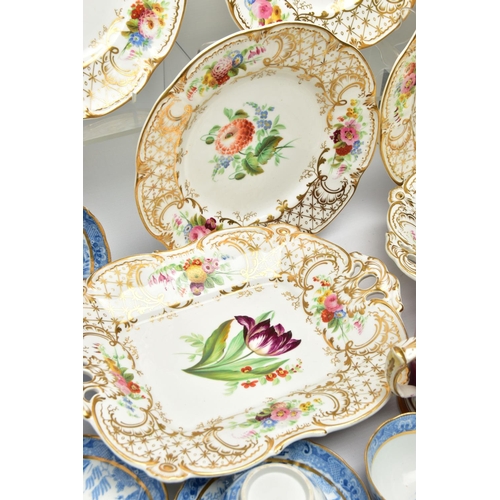 275 - A GROUP OF LATE 18TH AND 19TH CENTURY BRITISH PORCELAIN TEA AND DESSERT WARES, ETC, comprising  Staf... 