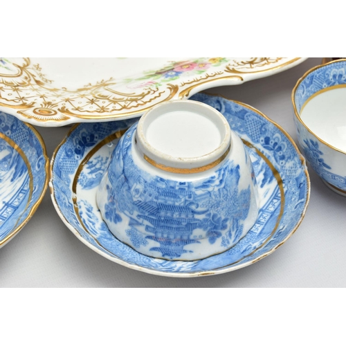 275 - A GROUP OF LATE 18TH AND 19TH CENTURY BRITISH PORCELAIN TEA AND DESSERT WARES, ETC, comprising  Staf... 