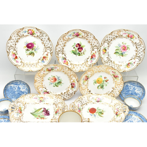 275 - A GROUP OF LATE 18TH AND 19TH CENTURY BRITISH PORCELAIN TEA AND DESSERT WARES, ETC, comprising  Staf... 