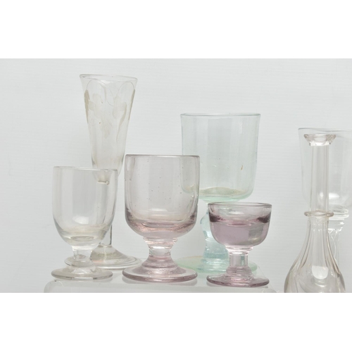 276 - A COLLECTION OF ASSORTED LATE 18TH, 19TH AND 20TH CENTURY GLASSWARE, including a late 18th century a... 