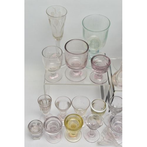 276 - A COLLECTION OF ASSORTED LATE 18TH, 19TH AND 20TH CENTURY GLASSWARE, including a late 18th century a... 