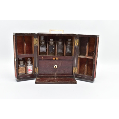 287 - A VICTORIAN MAHOGANY TRAVELLING APOTHECARY'S BOX AND OTHER SCIENTIFIC EQUIPMENT AND APPARATUS, compr... 