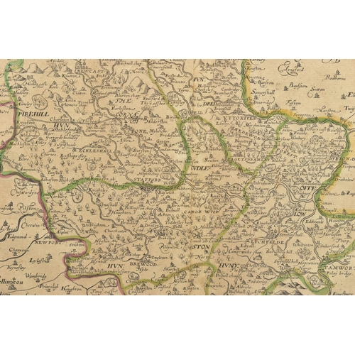 290 - STAFFORDSHIRE, CHRISTOPHER SAXTON & PHILIP LEA, a 17th Century map with plans of Stafford and Lichfi... 