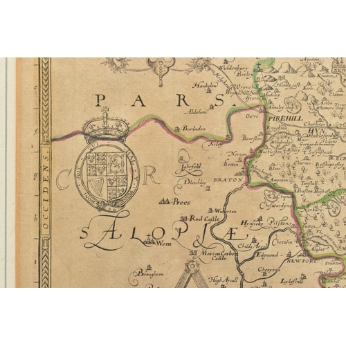 290 - STAFFORDSHIRE, CHRISTOPHER SAXTON & PHILIP LEA, a 17th Century map with plans of Stafford and Lichfi... 