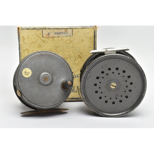 304 - A BOXED HARDY THE PERFECT 4 1/4 INCH SALMON FLY REEL, bears Masterline DT 11SF label and outline of ... 