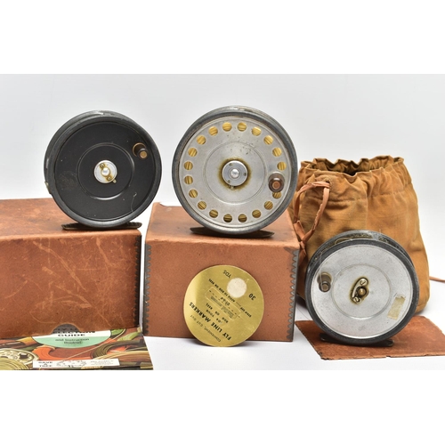 306 - THREE HARDY FISHING REELS, comprising The 'St John' Fly Reel, size 3 7/8 inches, Pat No.9261, The Un... 