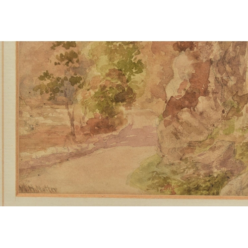 320 - W.H.NUTTER, a landscape of a country path with hills either side, watercolour, signed lower left, mo... 