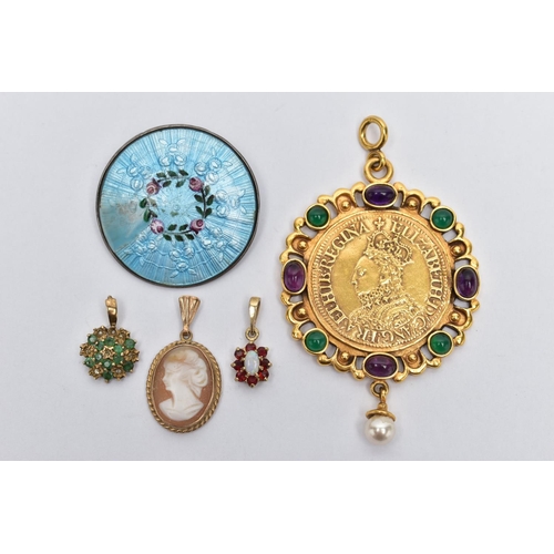 29 - A SMALL BOX OF ITEMS, a small tan coloured box measuring approximately 9.5cm x 5.5cm x 3.5cm, with c... 