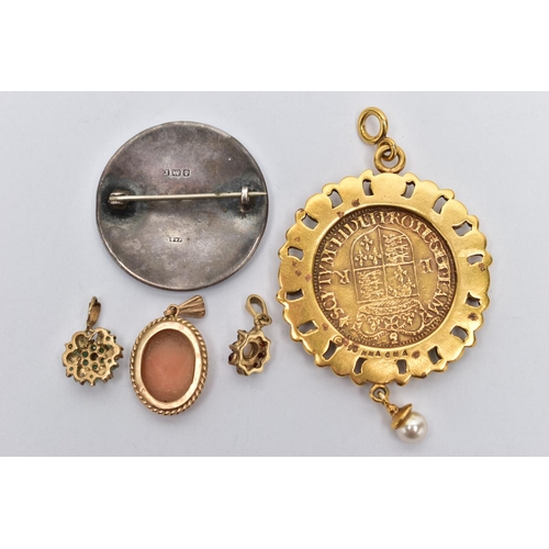 29 - A SMALL BOX OF ITEMS, a small tan coloured box measuring approximately 9.5cm x 5.5cm x 3.5cm, with c... 