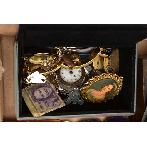 58 - A BOX OF ASSORTED ITEMS, to include a wooden walking stick fitted with a white metal pommel, a boxed... 