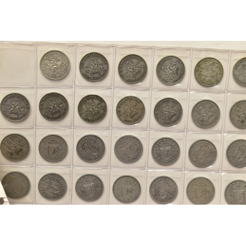 64 - TWO BOXES OF UK AND WORLD COINS SOME LOOSE AND SOME IN THREE ALBUMS, to include a George III crown 1... 