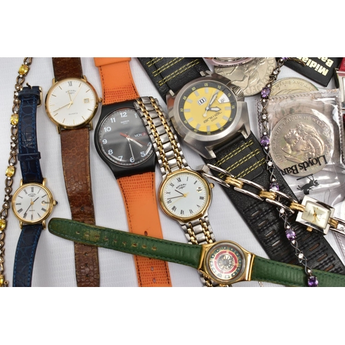 105 - ASSORTED WRISTWATCHES AND JEWELLERY, to include ladies and gents wristwatches with names to include ... 