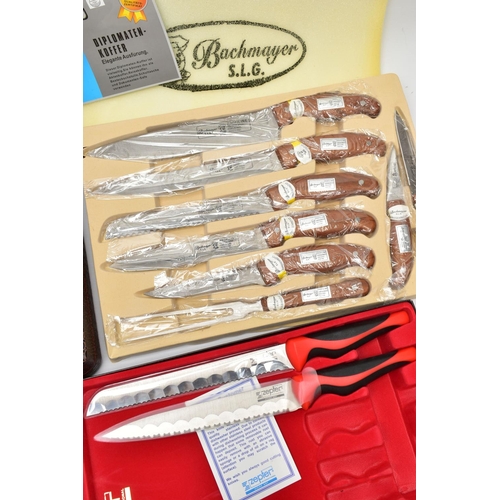 119 - A CASE OF 'BACHMAYER S.L.G' KNIVES, an eleven piece set of 'Bachmayer S.L.G' kitchen knives, each kn... 