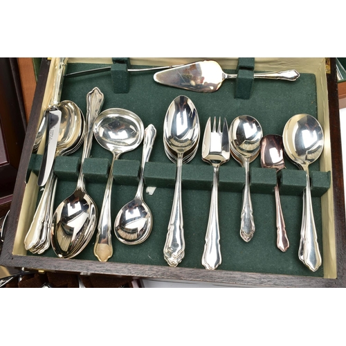 129 - THREE WOODEN CANTEENS, the first an incomplete 'Slack & Barlow (Sheffield) Ltd cutlery set, encased ... 