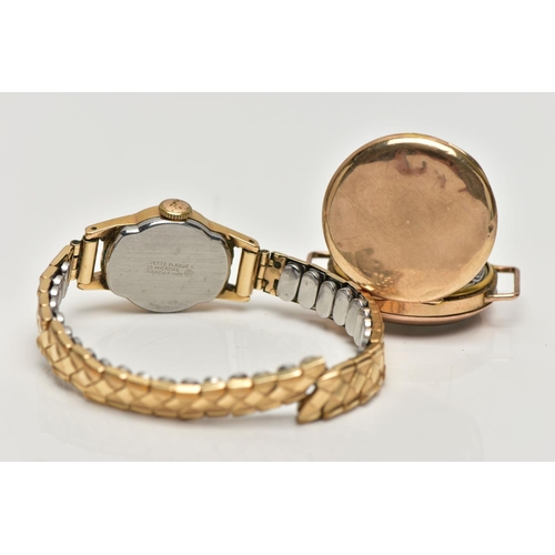 16 - A 9CT GOLD WATCH HEAD AND A WRISTWATCH, the watch head with a hand wound non-running movement, round... 