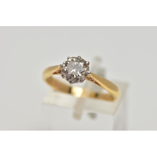 21 - A SINGLE STONE DIAMOND RING, old cut diamond, estimated total diamond weight 1.00ct, colour assessed... 