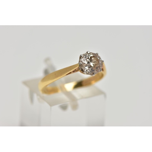 21 - A SINGLE STONE DIAMOND RING, old cut diamond, estimated total diamond weight 1.00ct, colour assessed... 