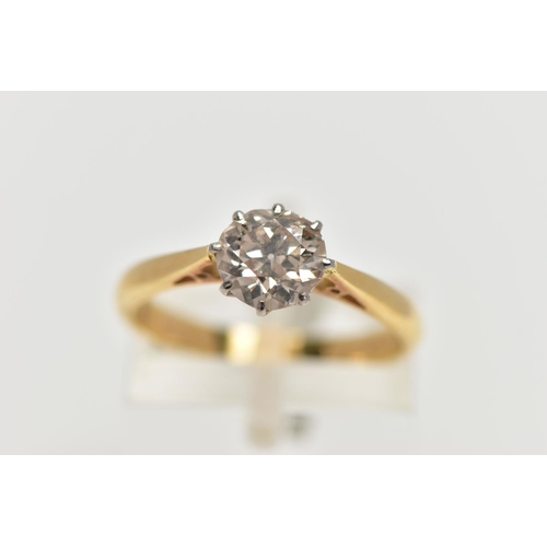 21 - A SINGLE STONE DIAMOND RING, old cut diamond, estimated total diamond weight 1.00ct, colour assessed... 