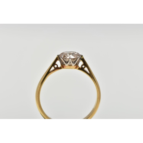 21 - A SINGLE STONE DIAMOND RING, old cut diamond, estimated total diamond weight 1.00ct, colour assessed... 