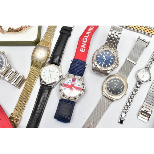 29 - A COLLECTION OF QUARTZ LADYS AND GENTS WRISTWATCHES, included an Accurist wristwatch, blue dial, sta... 