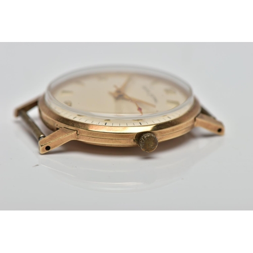 72 - A 9CT GOLD 'SMITHS ASTRAL' WATCH HEAD, hand wound movement, round champagne dial signed 'Smiths Astr... 