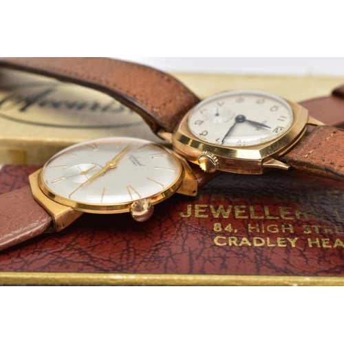 74 - TWO WRISTWATCHES, the first a 9ct gold 'Hefix', hand wound movement, round silver dial signed 'Hefix... 