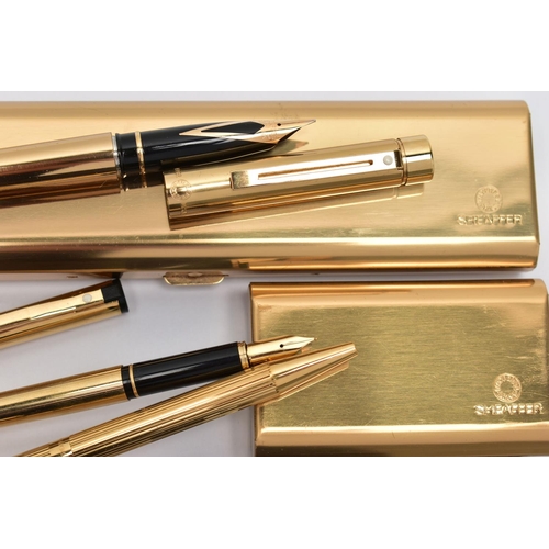 75 - A CASED 'SHEAFFER' FOUNTAIN PEN AND OTHERS, imperial brass 'Sheaffer' fountain pen fitted with a 14k... 