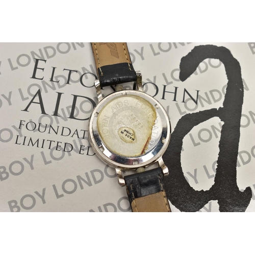 84 - AN ELTON JOHN AIDS FOUNDATION LIMITED EDITION WRISTWATCH, a cased Elton John aids foundation charity... 