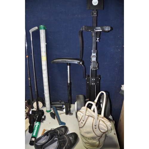 1272 - A SELECTION OF GOLF AND OTHER ITEMS to include a Golf king caddy, two pair of golf shoes (size 10), ... 