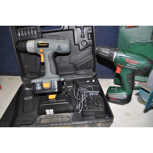 1277 - A CLARKE CBG6RZ BENCH GRINDER along with a Bosch PSR14-4LI cordless drill/driver with battery and ch... 