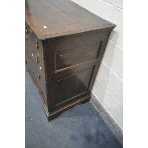 1584 - A GEORGIAN OAK CHEST OF TWO SHORT OVER THREE LONG DRAWERS, on bracket feet width 98cm x depth 56cm x... 