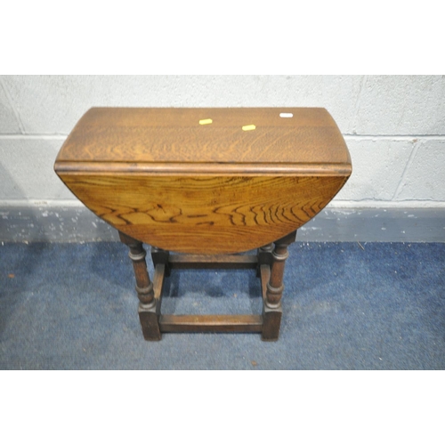 1586 - A 20TH CENTURY WALNUT SEWING BOX, with hinged lid and a single drawer, an oak bobbin turned stool, a... 