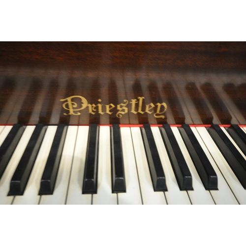 1589 - A PRIESTLEY MAHOGANY CASED UPRIGHT PIANO, width 136cm x depth 49cm x height 110cm (condition - all k... 