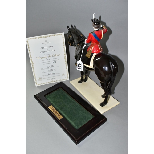 424 - A COALPORT LIMITED EDITION 'TROOPING THE COLOUR' FIGURINE, depicting Her Majesty The Queen on horseb... 