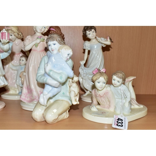 433 - NINE COALPORT FIGURINES OF CHILDREN, comprising six limited edition Barnardo's figurines: 'A Letter ... 